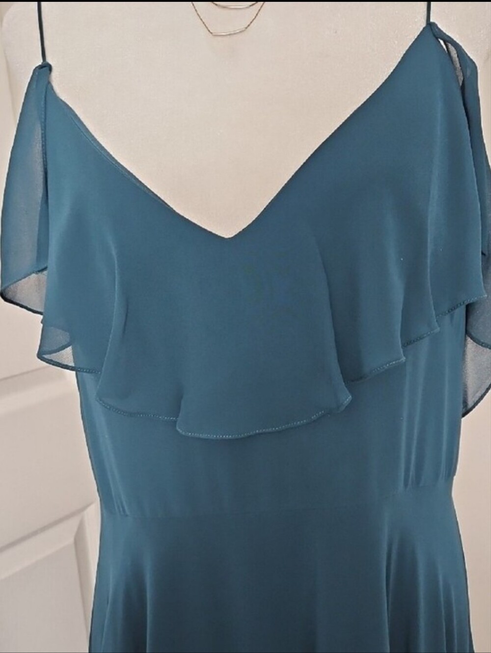 Jenny Yoo Mika Dress Caspian Sea Forest Green Bridesmaid Maxi Dress Size 14 - Picture 7 of 16